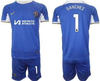 Fußball trikotsatz für Herren Chelsea 2023-24 weiß blau Heimtrikot Robert Sanchez 1