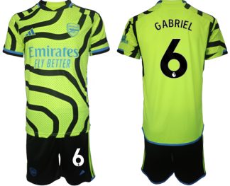Günstige Fußballtrikots Arsenal 2023-24 Auswärtstrikot grün-gelbe Gabriel Magalhaes 6