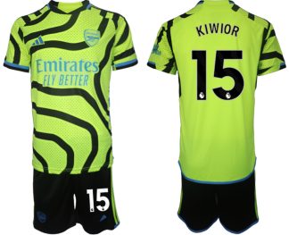 Günstige Fußballtrikots Arsenal 2023-24 Auswärtstrikot grün-gelbe Jakub Kiwior 15