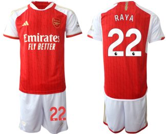 Günstige Fußballtrikots Arsenal Heimtrikot 2023-24 rot-weiss Herren Set David Raya 22