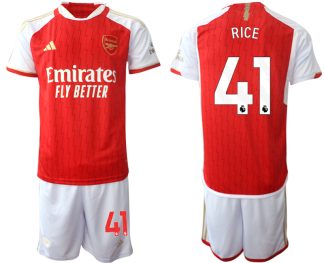 Günstige Fußballtrikots Arsenal Heimtrikot 2023-24 rot-weiss Herren Set Declan Rice 41