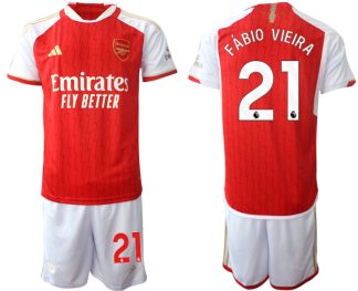 Günstige Fußballtrikots Arsenal Heimtrikot 2023-24 rot-weiss Herren Set Fabio Vieira 21