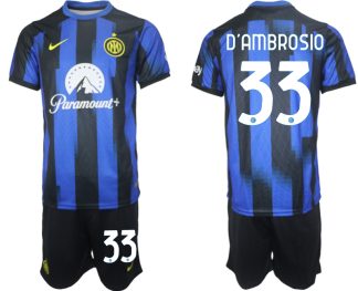 Günstige Fußballtrikots Inter Milan Heimtrikot 2023-24 Kurzarm + Kurze Hosen Danilo D’ambrosio 33