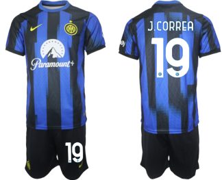 Günstige Fußballtrikots Inter Milan Heimtrikot 2023-24 Kurzarm + Kurze Hosen Joaquin Correa 19