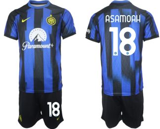 Günstige Fußballtrikots Inter Milan Heimtrikot 2023-24 Kurzarm + Kurze Hosen Kwadwo Asamoah 18