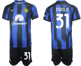Günstige Fußballtrikots Inter Milan Heimtrikot 2023-24 Kurzarm + Kurze Hosen Lorenzo Pirola 31