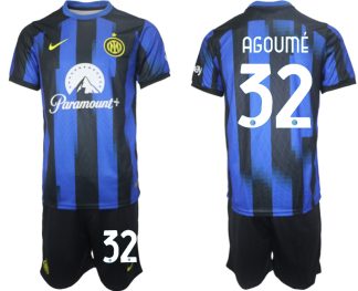 Günstige Fußballtrikots Inter Milan Heimtrikot 2023-24 Kurzarm + Kurze Hosen Lucien Agoume 32