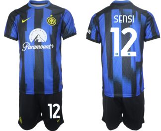 Günstige Fußballtrikots Inter Milan Heimtrikot 2023-24 Kurzarm + Kurze Hosen Stefano Sensi 12