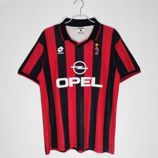 Herren AC Milan 1995-96 Kurzarm rot schwarz Retro Fußballtrikots