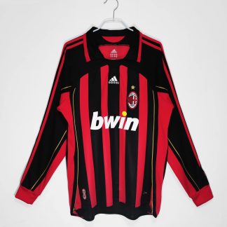 Herren AC Milan 2006/07 Langarm rot schwarz Retro Fußballtrikots