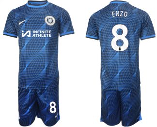 Herren Chelsea 2023-24 Auswärtstrikot Fußballtrikots Trikotsatz Enzo Fernández 8