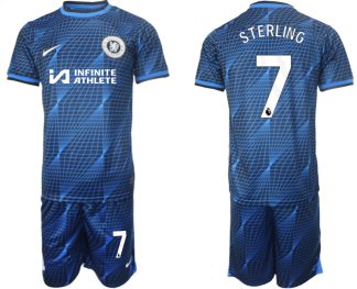 Herren Chelsea 2023-24 Auswärtstrikot Fußballtrikots Trikotsatz Raheem Sterling 7