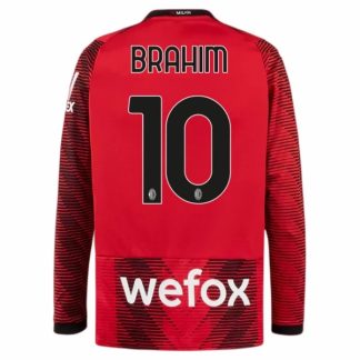 Herren Fußballtrikots AC Milan Heimtrikot 2023-24 Langarm mit Namen Brahim 10