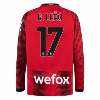 Herren Fußballtrikots AC Milan Heimtrikot 2023-24 Langarm mit Namen R. Leao 17
