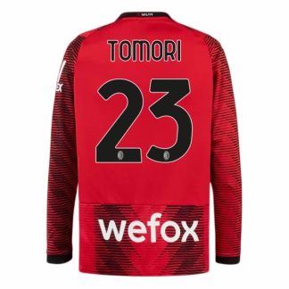 Herren Fußballtrikots AC Milan Heimtrikot 2023-24 Langarm mit Namen Tomori 23