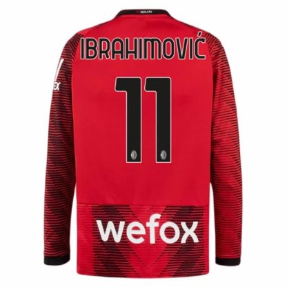 Herren Fußballtrikots AC Milan Heimtrikot 2023-24 Langarm mit Namen Zlatan Ibrahimović 11