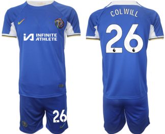 Herren Fußballtrikots Set Chelsea 2023-24 weiß blau Heimtrikot Levi Colwill 26