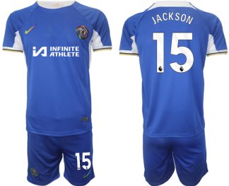 Herren Fußballtrikots Set Chelsea 2023-24 weiß blau Heimtrikot Nicolas Jackson 15