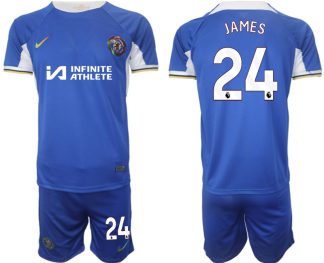 Herren Fußballtrikots Set Chelsea 2023-24 weiß blau Heimtrikot Reece James 24