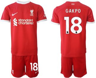 Herren Set Liverpool FC Heimtrikot 2023-24 rot Fußballtrikots Cody Gakpo 18