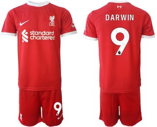 Herren Set Liverpool FC Heimtrikot 2023-24 rot Fußballtrikots Darwin Nunez 9