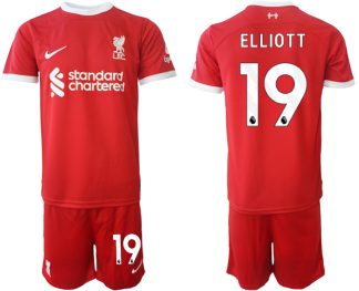 Herren Set Liverpool FC Heimtrikot 2023-24 rot Fußballtrikots Harvey Elliott 19