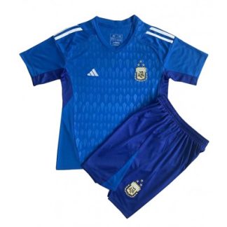 Kindertrikot Argentinien Torwart Auswärts Trikotsatz WM 2022 blau Fußballtrikots