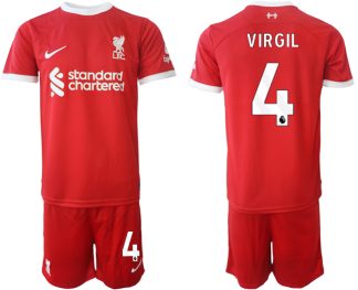 Liverpool FC Heimtrikot 2023-24 rot Günstige Fußballtrikots Trikotsatz Virgil van Dijk 4