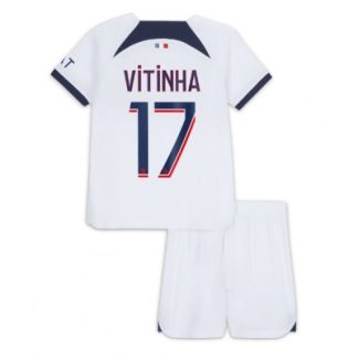 Kinder Paris Saint-Germain PSG 2023-24 Auswärtstrikot Trikotsatz Vitinha Ferreira 17