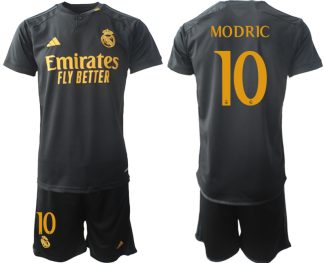 Real Madrid 2023-24 Drittes Trikot schwarze goldgelb Fußballtrikots Set Luka Modric 10