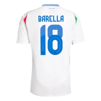 Italien Euro 2024 Auswärtstrikot EM 24 weiß Kurzarm Nicolo Barella 18