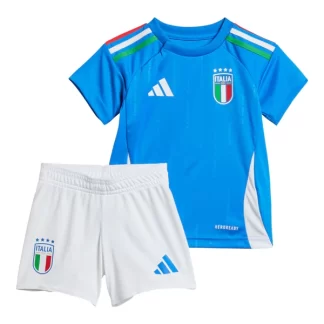 Kinder Italien Euro 2024 Heimtrikot EM 24 blau Kurzarm + weiß Kurze Hosen
